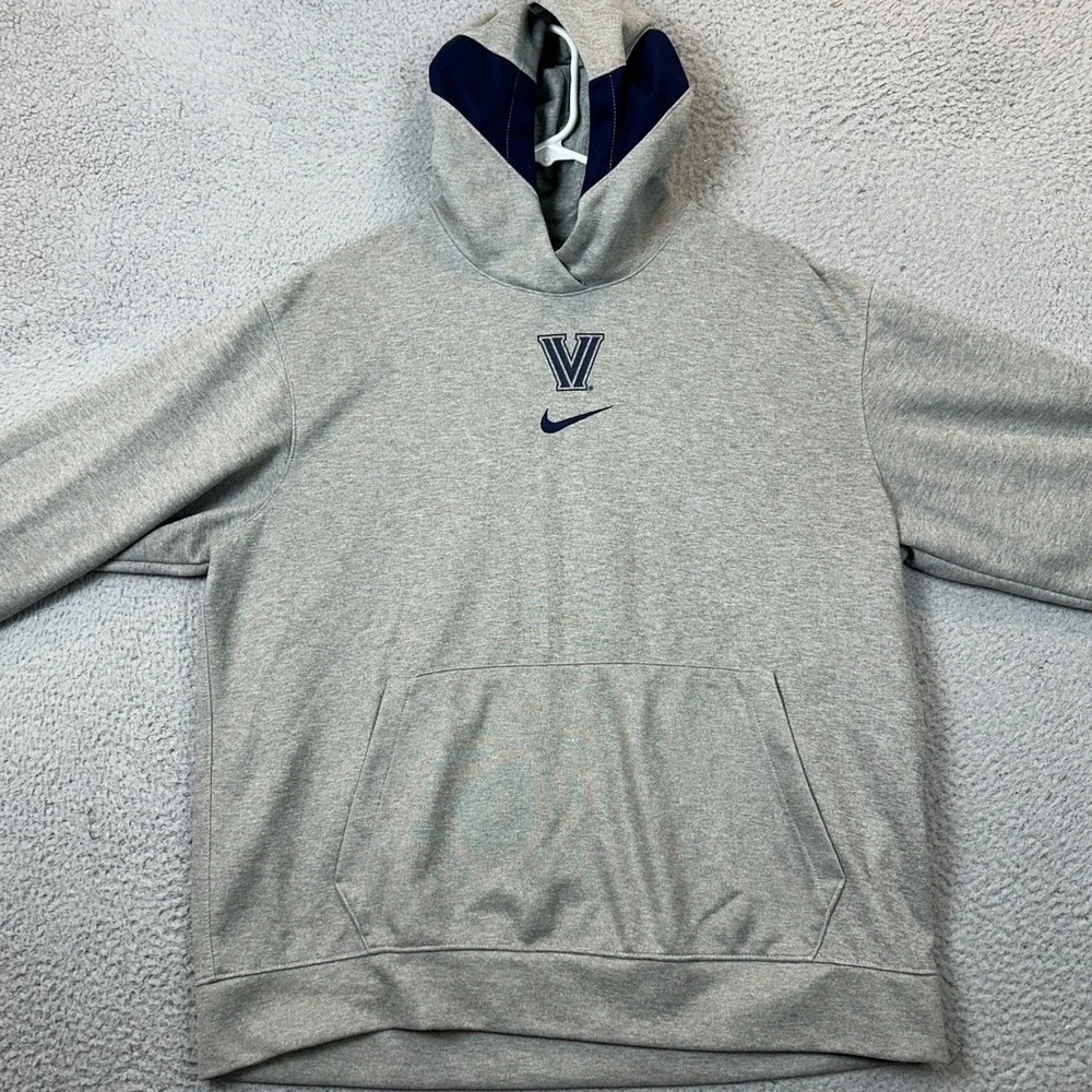Villanova Wildcats Nike Hoodie Mens Large Dri-FIT Grey NCAA Pullover Sweatshirt